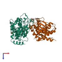 PDB entry 4m69 coloured by chain, top view.