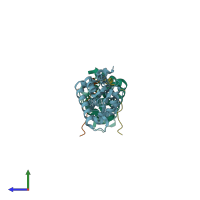 PDB entry 4m6b coloured by chain, side view.