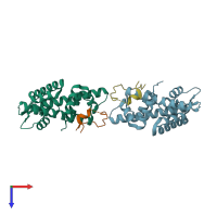 PDB entry 4m6b coloured by chain, top view.
