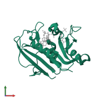 Dihydrofolate reductase in PDB entry 4m6k, assembly 1, front view.