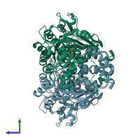 PDB entry 4m6p coloured by chain, side view.