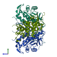 PDB entry 4m6r coloured by chain, side view.