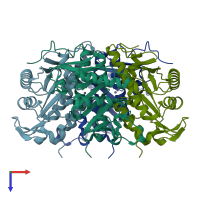 PDB entry 4m6r coloured by chain, top view.