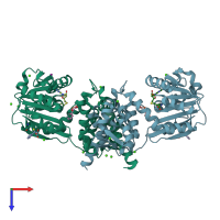 PDB entry 4m71 coloured by chain, top view.