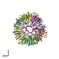PDB entry 4m7d coloured by chain, side view.