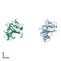 PDB entry 4m7h coloured by chain, front view.