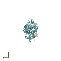 PDB entry 4m7h coloured by chain, side view.