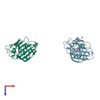 PDB entry 4m7h coloured by chain, top view.