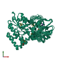 PDB entry 4m7p coloured by chain, ensemble of 20 models, front view.