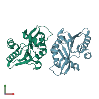 PDB entry 4m7r coloured by chain, front view.