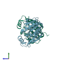 PDB entry 4m7r coloured by chain, side view.