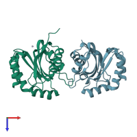 PDB entry 4m7r coloured by chain, top view.