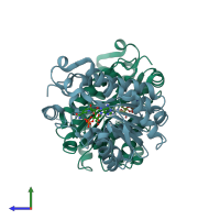 PDB entry 4m87 coloured by chain, side view.