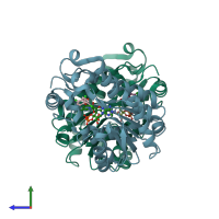 PDB entry 4m89 coloured by chain, side view.
