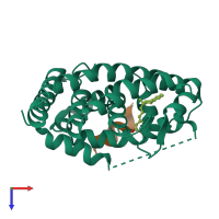 PDB entry 4m8e coloured by chain, top view.