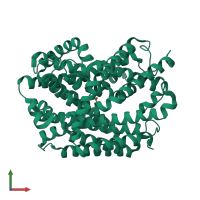 PDB entry 4m8j coloured by chain, front view.