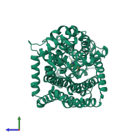 PDB entry 4m8j coloured by chain, side view.
