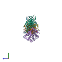 PDB entry 4m8q coloured by chain, side view.