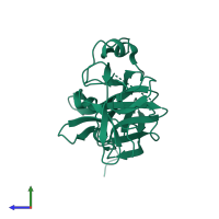 PDB entry 4m9f coloured by chain, side view.