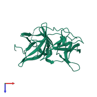 PDB entry 4m9f coloured by chain, top view.