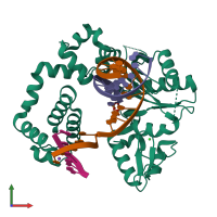 PDB entry 4m9h coloured by chain, front view.