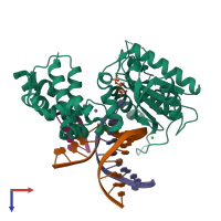PDB entry 4m9h coloured by chain, top view.