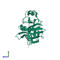 PDB entry 4m9i coloured by chain, side view.