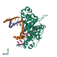 PDB entry 4m9l coloured by chain, side view.