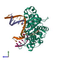 PDB entry 4m9n coloured by chain, side view.