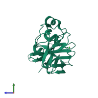 PDB entry 4m9t coloured by chain, side view.