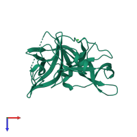 PDB entry 4m9t coloured by chain, top view.