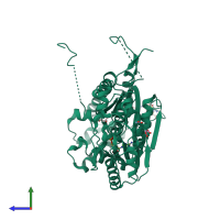 PDB entry 4ma4 coloured by chain, side view.