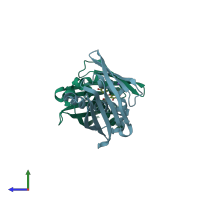 PDB entry 4ma6 coloured by chain, side view.