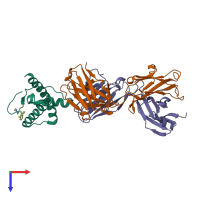 PDB entry 4ma7 coloured by chain, top view.