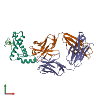 PDB entry 4ma8 coloured by chain, front view.