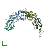 PDB entry 4mab coloured by chain, front view.