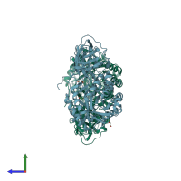 PDB entry 4mad coloured by chain, side view.