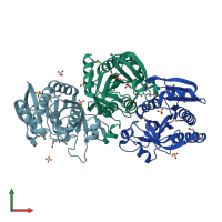 PDB entry 4mar coloured by chain, front view.