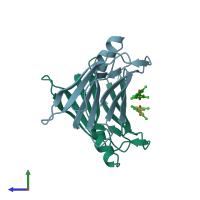 PDB entry 4mas coloured by chain, side view.