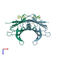 PDB entry 4mas coloured by chain, top view.