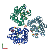 PDB entry 4max coloured by chain, front view.