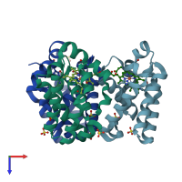 PDB entry 4max coloured by chain, top view.