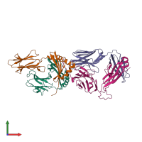 PDB entry 4may coloured by chain, front view.