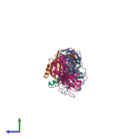 PDB entry 4may coloured by chain, side view.