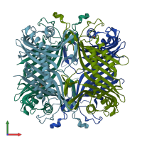 PDB entry 4mb8 coloured by chain, front view.