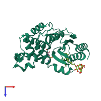 PDB entry 4mbh coloured by chain, top view.