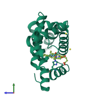 PDB entry 4mbn coloured by chain, side view.