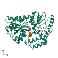 PDB entry 4mbp coloured by chain, front view.