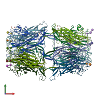 PDB entry 4mby coloured by chain, front view.