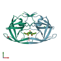 PDB entry 4mc9 coloured by chain, front view.